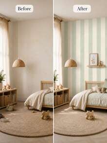 SUPSTICKER 1 Roll Sage Green Striped PVC Wallpaper, Self-Adhesive Waterproof Moisture-Proof, 15.75x78.74/118.11/196.85 Inches, Suitable For Wardrobe Drawers - Multicolor - View 8