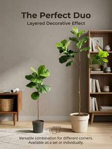 VPY 1/2pcs Artificial Living Room Greenery With Large Artificial Leaf Design And Minimalist Ceramic Pot, Suitable For Modern Minimalist Home Decor, Creating A Fresh And Natural Home Atmosphere, Adding Vitality And Energy To The Living Room, Mother's Day Gift, Random Style Shipped - Multicolor - View 11