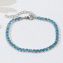 1pc Minimalist Luxury Colorful Super Shiny Single Row Full Rhinestone Stainless Steel Tennis Bracelet Suitable For Women - Tennis Bracelet - View 10