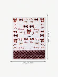 1pc Autumn/Winter Wind Brown Ribbon And Herringbone Pattern Nail Stickers, Y2K Style - Suitable For DIY Nail Art Creative Stickers, Cute Cartoon Stickers - Multicolor - View 8