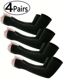 4pcs/1 Par Mangas de Compresión Refrescantes con Protección UV, Adecuadas para Protección Solar de Hombres, UPF 50, Verano, Vacaciones, Regalo para Hombres, Cobertura - A - Ver 3