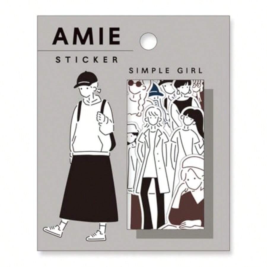Amie Sticker アミ ステッカー かわいい フレークシール 水彩ガール 上質紙 日本製 - シンプルガール - チェックする 1