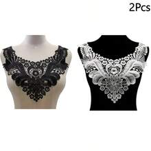 1Pc/2/3Pcs Elegant Water-Soluble Embroidery Lace Collar - Featuring Floral And Lace Patterns, Available In Black/White/Apricot, Suitable For Shirts And Jackets, Ideal For Sewing Projects - Multicolor - View 11