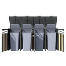 Bin Storage Box With Hinged Lid, Diamond-Shaped Ventilation Opening, Lockable, Two Doors. - 灰色1 - 查看 9