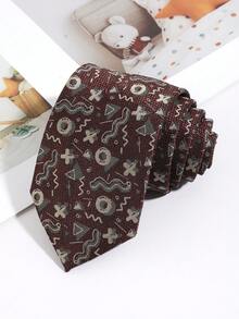 1pc Men's Fashionable Graphic Necktie, Versatile For Daily, Business, And Social Occasions - Multicolor - View 5