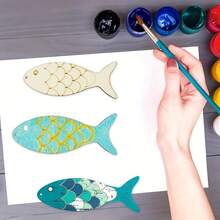 10/20pcs Wooden Fish-Shaped Craft Set - Elegant Decorations For Holidays, Weddings, And Birthdays - Fish-Shaped Tag Craft Gifts For Party Decor And Home Embellishment - Color - View 4