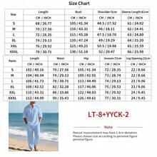 Men's Linen Casual 2 Piece Outfits Long Sleeve Lapel Shirt & Long Pants Set Loose Fit V Neck Tops Breathable Beach Vacation Daily Streetwear Arrival - 黑色 - 查看 3