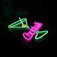 1 confezione di insegne al neon "Cocktails & Dreams" per montaggio a parete, illuminazione originale per bar, feste, pub, campeggio - Cocktail - Multicolore - Visualizzare 6