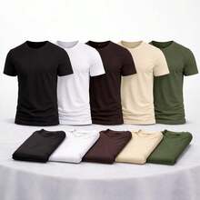 Set Of 5 Men's Basic Plain T-Shirts, 100% Premium Cotton - Kit 5 Black - View 3