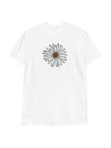 Daisy T-Shirt - Daisy Print Shirt - Flower T-Shirt - Spring T-Shirt - Weiss - Übersicht 1