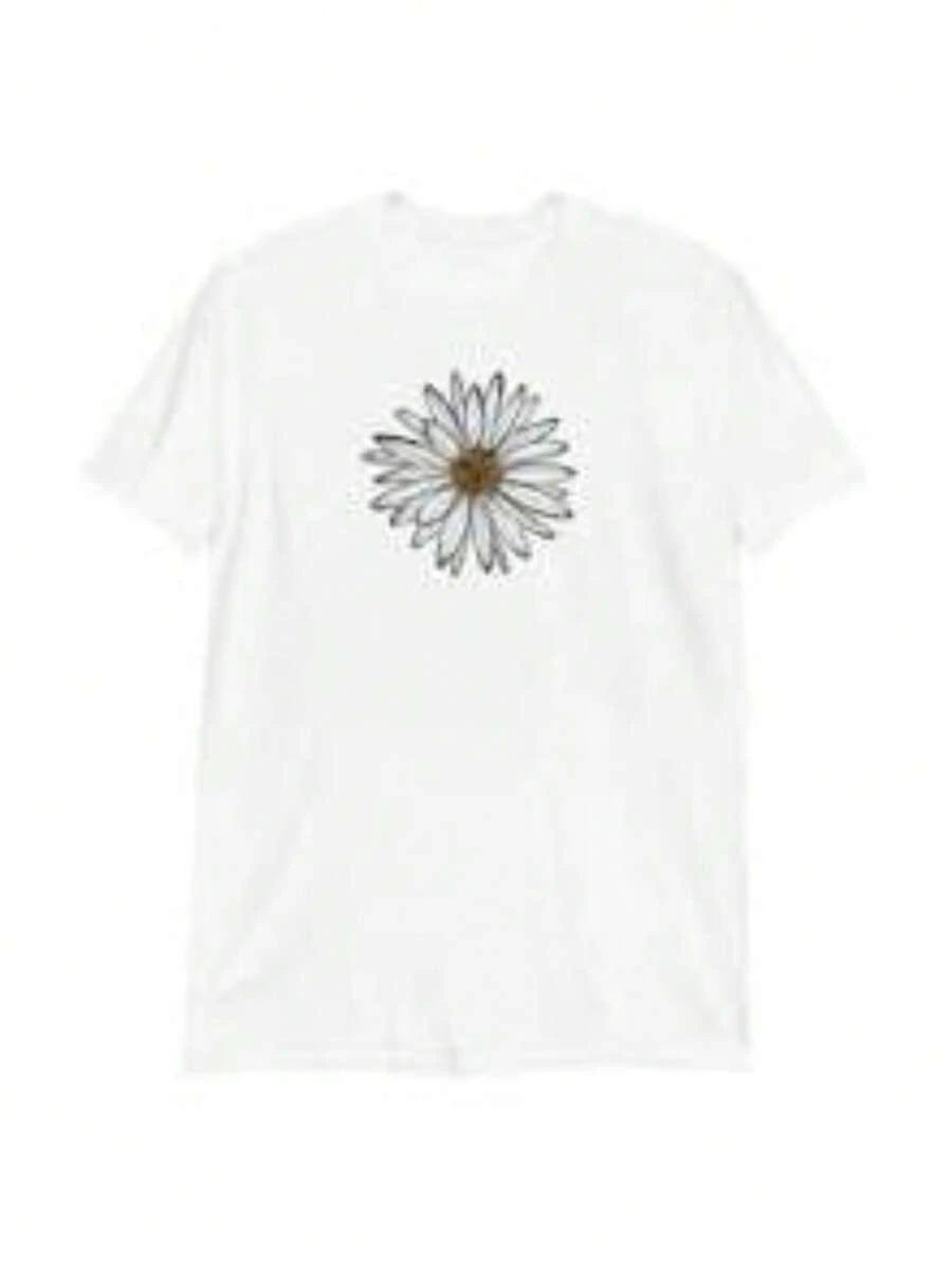 Daisy T-Shirt - Daisy Print Shirt - Flower T-Shirt - Spring T-Shirt - Weiss - Übersicht 1