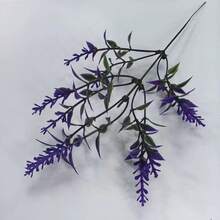 1 Bunch Artificial Outdoor Lifelike Lavender Flowers, Fake Baobab Tree Plastic Greenery, UV Resistant For Balcony, Window, Yard, Indoor Decoration, Hanging Basket, Home Garden Decor - Purple - View 7
