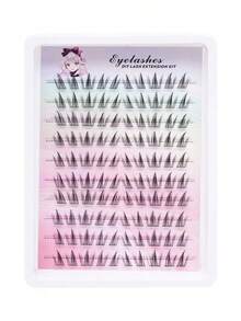 Kit de extensión de pestañas DIY 10 filas 100 piezas de pestañas en racimo, pestañas puntiagudas estilo manga cosplay, pestañas individuales tipo hada y diablito para principiantes, rizo D - Ver 4