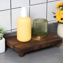 Farmhouse Style Wooden Soap Dish & Countertop Storage Rack - Rustic Decor Shelf, Suitable For Soap, Candles, Plants And Vases - Multicolor - View 7