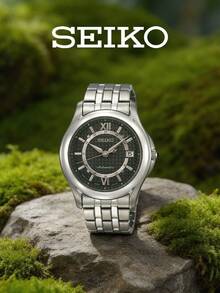 Seiko SNM045J1 男士自動機械錶，黑色錶盤，不鏽鋼錶帶，附原裝錶盒 - 銀色 - 查看 4