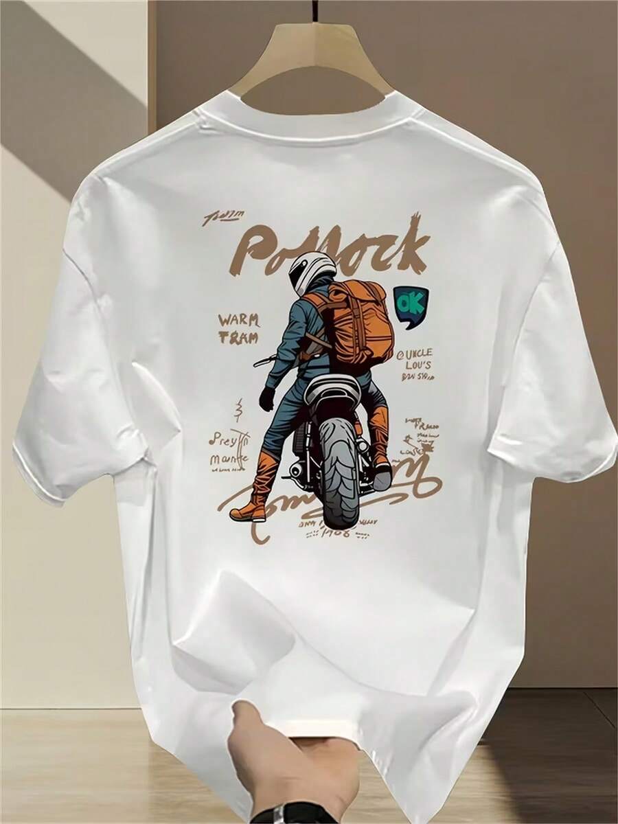 ChristmasTrendy Märke Tryckt Kortärmad T-shirt för Män Sommar Ny Casual Mångsidig Utomhus Sport Andningsbar Topp Het produkt - Vitt - Visa 1