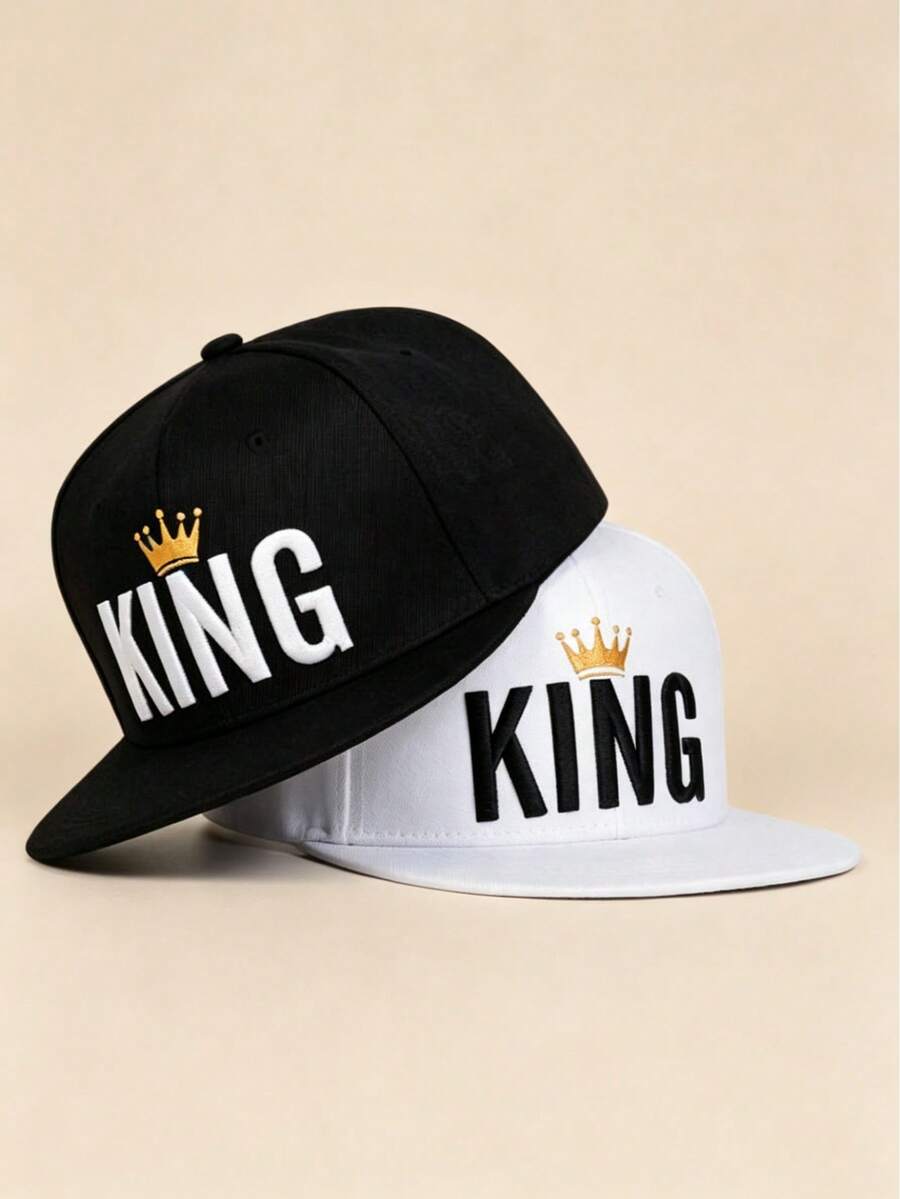 1頂男款KING字母刺繡嘻哈時尚運動棒球帽，可調節防曬休閒帽，適合春/秋季旅行、海灘、派對