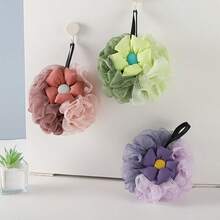 1 Piece Color Block Bath Sponge, High Appearance Level Soft Two-Tone Flower Bath Ball, Foaming Body Scrubber Bath Sponge Ball, Home Bathroom Bath Flower Shower Ball, Soft Not Easy To Fall Apart Bath Flower Ball - A - View 3