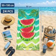 1 pieza/24pcs Toalla de playa con estampado de sandía y naranja a rayas, manta de playa de microfibra extragrande, toalla de baño súper absorbente, adecuada para viajes, piscina, buceo, surf, yoga, camping, múltiples tamaños, accesorios de playa, aplicable para playa, piscina, viajes, camping, yoga - fruta - Ver 37