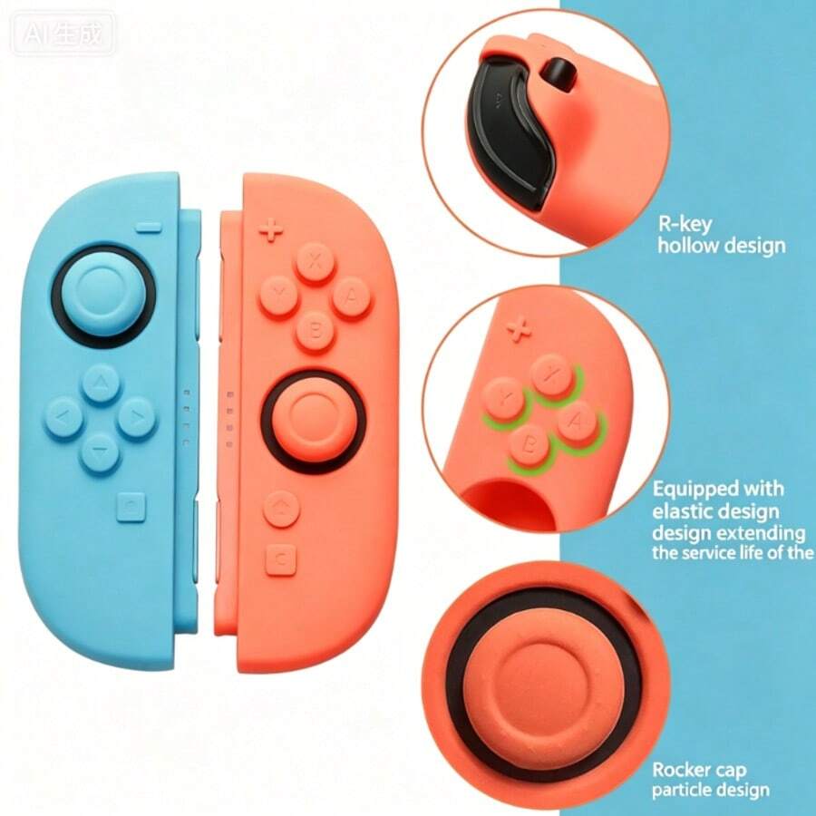 Switch 2 Joy-Con Silicone Protective Cover 2pcs Set, Includes Thumb Caps, Anti-Slip Anti-Sweat Shock-Absorbing Soft Protective Shell, Controller Game Accessories - View 1