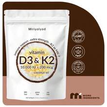 Miriyalyad Vitamin D3 & K2 Supplement - 300 Softgels, 10000 D3 + 200 Mcg -7, With Coconut Oil, Third-Party Tested, Supports Immune Health & Wellness - 1PCS - 查看 5