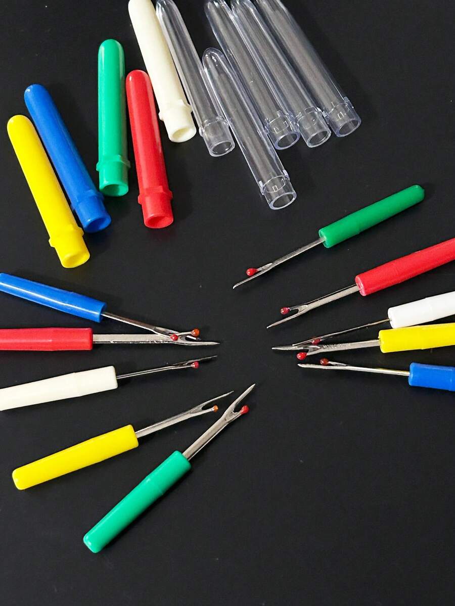 [4/5pcs]Small Seam Ripper, Full Color And Semi-Color Options, Rich Color Palette, High Visibility; Suitable For Home Use To Remove Tag Stitches, Trim Loose Threads, Unpick Seams, Essential Household Accessory, Popular Tool For Students - Small Thread Remover - View 1