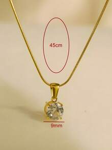 MECYLIFE 1pc Women's Minimalist Single Diamond Necklace, Zirconia Stainless Steel Snake Chain Jewelry, Versatile Daily Wear Necklace - Yellow Gold - View 5