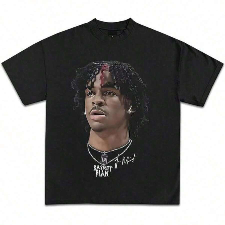 Nueva Colección 2026: Camisetas Gráficas de Ja Morant, D Rose, Anthony Edwards, Camisetas de Baloncesto MVP, Ropa Urbana Vintage de Hip-Hop y Rap para Hombres y Mujeres Fans, Camisetas de Mú - Negro - Ver 1