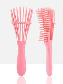 1 Stück Doppelreihiger Grobzahn-Entwirrkamm - Afro-Haare, schmerzfreies Entwirren im nassen/trockenen Zustand, Kopfhautmassage & Exfoliation, belüftet und schnelltrocknend. Für Locken, Perücken, Zöpfe, Salon & Reisen. - Mehrfarbig - Übersicht 3
