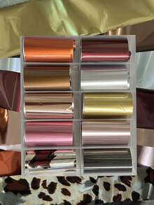 RitaNailDECO 10 Rolls Nail Transfer Paper Set, Solid Color Matte Metallic Gloss Minimalist, For Nail Salon, Nail Artist, DIY Handmade - Multicolor - View 6