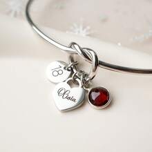 Regalo per compleanno importante, braccialetto con nodo dorato, braccialetto personalizzato con pietra di nascita a forma di cuore - Cuore multicolore - Visualizzare 5
