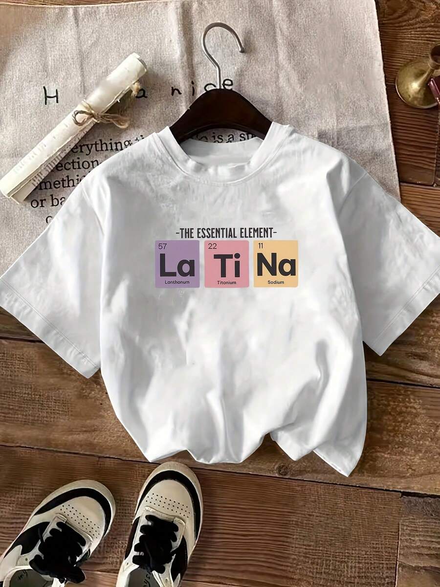 Minimalist. 100% Cotton. 1 Piece. Women's Casual Summer T-Shirt With Basic Print - Soft Pink, Short Sleeve, Round Neck, Lightweight And Breathable, Casual Wear. | Playful Print | Relaxed Fit. Spring/Summer Top. - 白色 - 查看 1