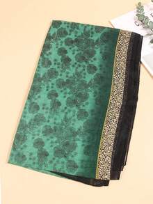 1pc/Pack All-Season New Women's Lightweight Chiffon Printed Scarf, Small Silk Scarf, Sun Protection Long Scarf, Suitable For Daily Use - Dark Green - View 2