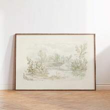 Bộ 1/2 tấm tranh in canvas phong cảnh đồng quê vintage mộc mạc có khung/không khung, hình cây cầu hồ trang trại phong cách Cottagecore, tranh treo tường trang trí hành lang lối vào, phòng khách, phòng ngủ, decor nhà hiện đại - A - Xem 5