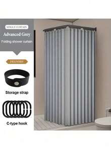 1pc Modern Folding Curtain - Wet/Dry Separation, Blackout, Windproof, Thermal Insulation, Waterproof, No-Drill Partition Curtain, Invisible Curtain, Air Conditioner Barrier Partition Curtain, Suitable For Kitchen, Living Room, Bedroom, Bathroom, Dormitory, Open Closet - Easy Installation, Machine Washable, With Hooks And Tie-Back Function, Rod Not Included. - Partition a - View 7
