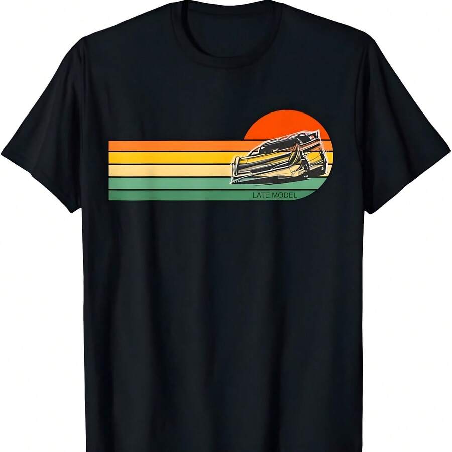 Camiseta retro de carreras de coches de tierra estilo atardecer - Negro - Ver 1