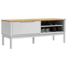Banc d'entrée  FLORO 115 x 40 x 45 cm en pin massif - Blanc - Voir 3