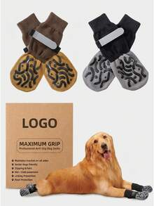 4 Pairs Non-Slip Dog Socks, Shoes And Socks For Medium To Large Dogs, Indoor Pet Socks And Leg Protectors - Black - View 1