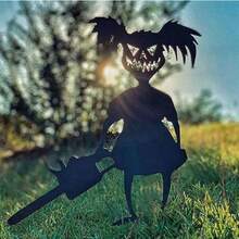1 pieza Decoración de estaca de suelo de chica motosierra, inserto de suelo de acrílico, decoración del hogar al aire libre, estilo de arte decorativo, adorno de arte de jardín y césped, patio, decoración de valla y patio, decoración de vacaciones de Halloween - A - Ver 5