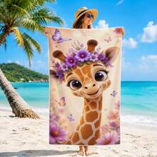 1pc/24pcs Cute Big Eye Giraffe Beach Towel, Microfiber Oversized Beach Blanket, Super Absorbent Bath Towel, Suitable For Travel, Swimming Pool, Diving, Surfing, Yoga, Camping, Multiple Sizes, Beach Accessories, Applicable For Beach, Swimming Pool, Travel, Camping, Yoga - Giraffe - View 8