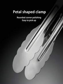 1/3pcs 9"/11"/13" Stainless Steel Food Tongs Kitchen Tongs BBQ Steak Tongs Bread Cake Food Tongs Multi-Functional Korean BBQ Tongs - Silver - View 5