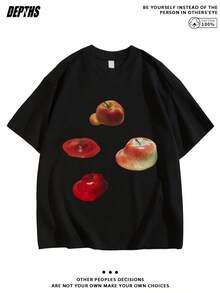 Cute Y2K Summer Top. 1 Pack. Cute Y2K Summer Top. 100% Cotton. Creative And Original Pattern, Crew Neck, Short Sleeve, Pure Style Top, T-Shirt For Daily Leisure At Home, Wearable Inside And Out. Perfect For A Casual Look. - 黑色 - 查看 1