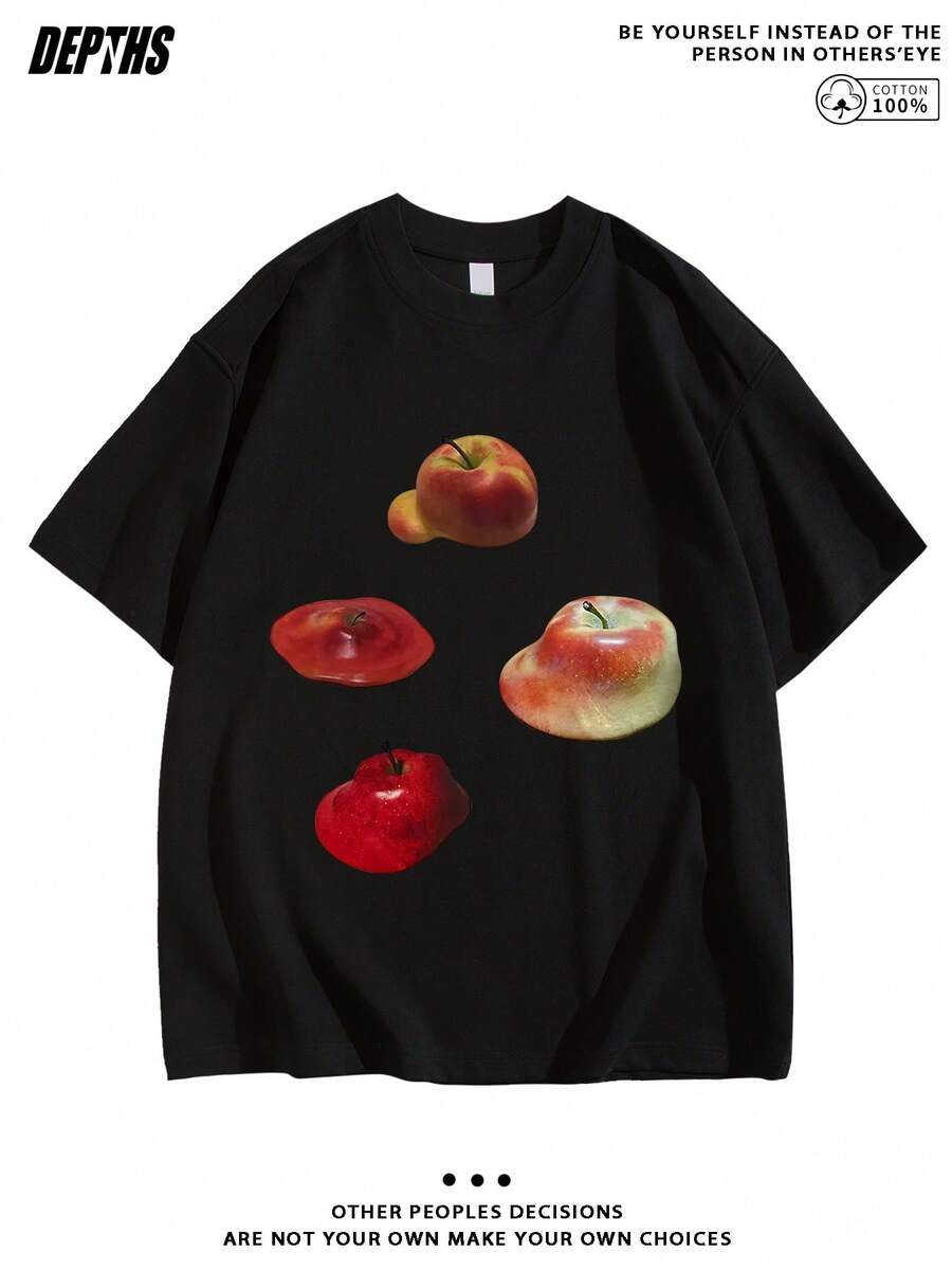Cute Y2K Summer Top. 1 Pack. Cute Y2K Summer Top. 100% Cotton. Creative And Original Pattern, Crew Neck, Short Sleeve, Pure Style Top, T-Shirt For Daily Leisure At Home, Wearable Inside And Out. Perfect For A Casual Look. - 黑色 - 查看 1