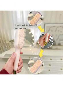 Self-Cleaning Hair Brush With Retractable Bristles - Plastic & Rubber Material, Suitable For Normal Hair Styling - Anti-Static, Gentle On Scalp, Easy To Clean Magic Hair Brush, Hair Styling Tool - Multicolor - View 8