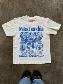 Camiseta de manga corta con cuello redondo y estampado de letras para mujer, estilo casual, para verano - Blanco - Ver 1