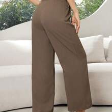 Pantalones rectos casuales lisos, versátiles para el transporte - Verde militar - Ver 5