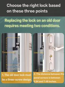 Stainless Steel Door Handle Lock Set - Polished Finish, Easy Installation For Bedroom And Bathroom Doors, Includes 2-Point Security Lock, Adjustable Thread Spacing, Suitable For Home, Bedroom And Dormitory - No Power Or Battery Required, Elegant Design, Includes Installation Accessories, Manual Security | Durable Lock Body | Stainless Steel Material, Home Door Lock - Multicolor - View 4