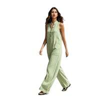 Summer New Loose Casual Striped Printed Sleeveless Women's Jumpsuit - Light Green - View 6