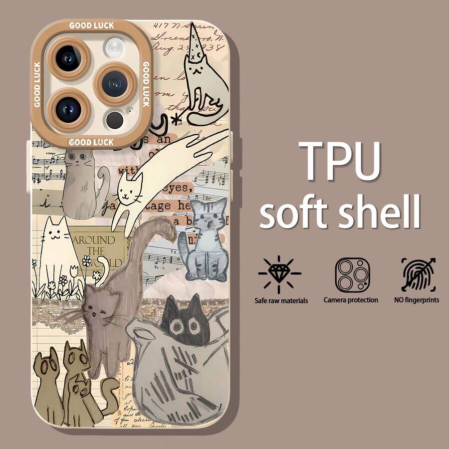 Lindos gatos grises collage de papel vintagefunda de teléfono Fundas compatibles con ,Apple,VIVO,OPPO,,, y Honor.Fabricadas en silicona TPU,ofrecen protección contra golpes y caídas.correa para celular - Blanco - Ver 1