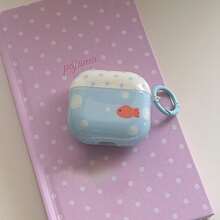 Fashion Creative Blue Background Bubble Goldfish + Hoop Pro 3/Pro 2/4/3/2 Case, Stylish Women/Men Minimalist Earphone Case, Gift For Birthday/Holiday - Light Blue - View 3